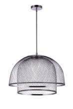  P1006BNK-LED - 24.25” Diameter Sculptural Statement Metal Mesh Dome 2 Shade Pendant in Brushed Polished Nickel