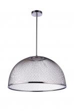  P1005BNK-LED - 24.25” Diameter Sculptural Statement Metal Mesh Dome Pendant in Brushed Polished Nickel