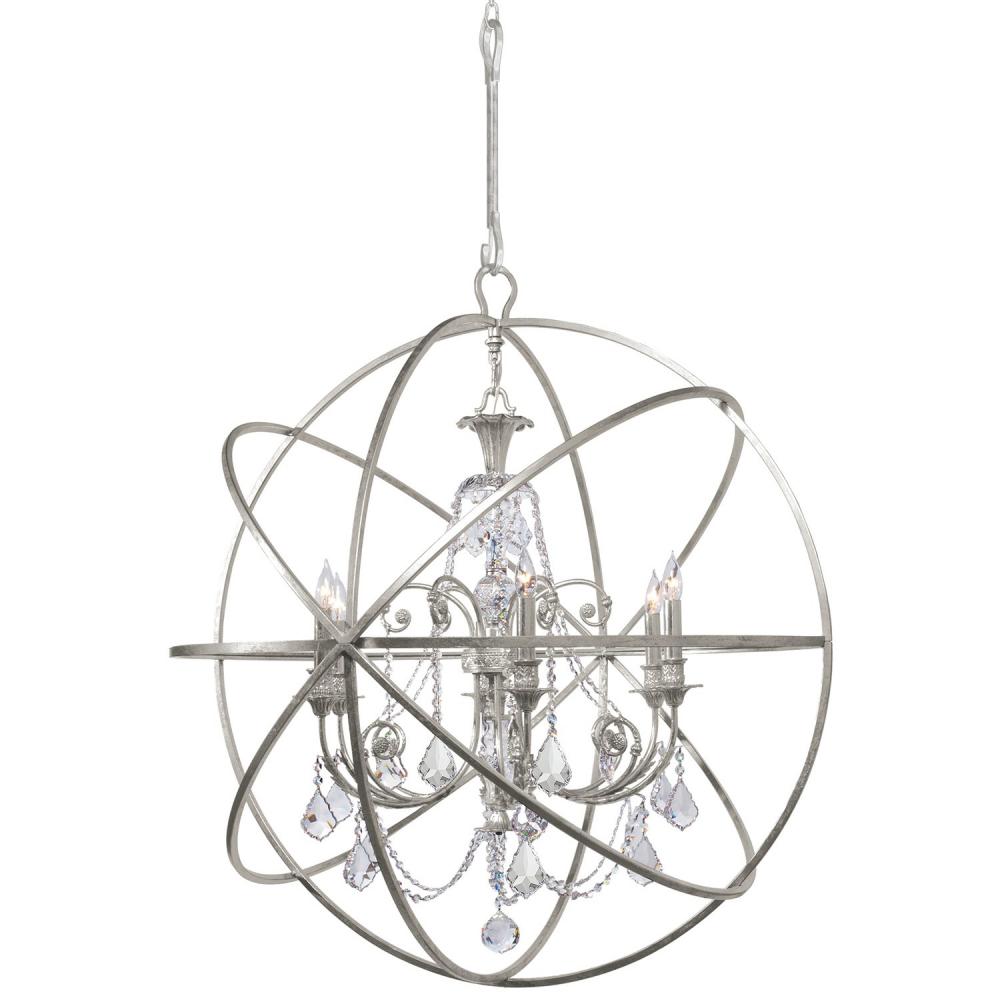 Solaris 6 Light Spectra Crystal Olde Silver Sphere Chandelier