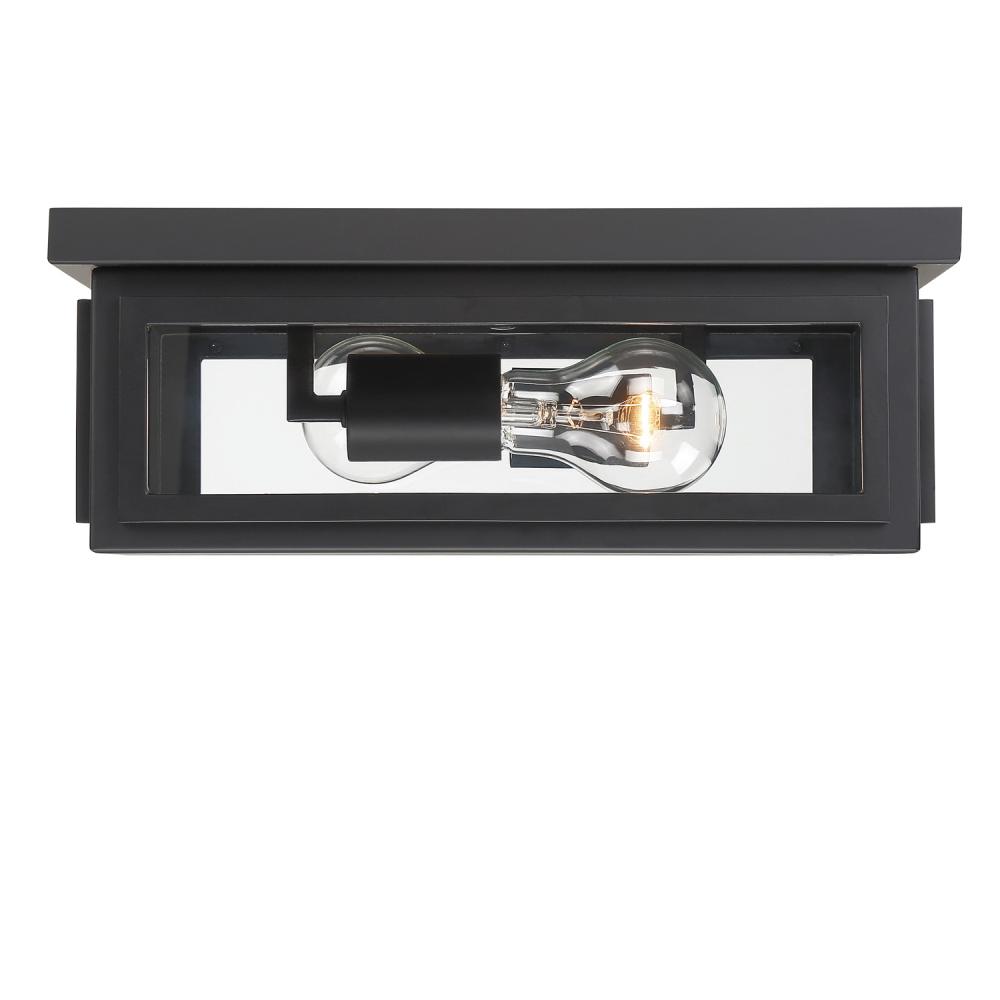 Byron 2 Light Matte Black Outdoor Flush Mount