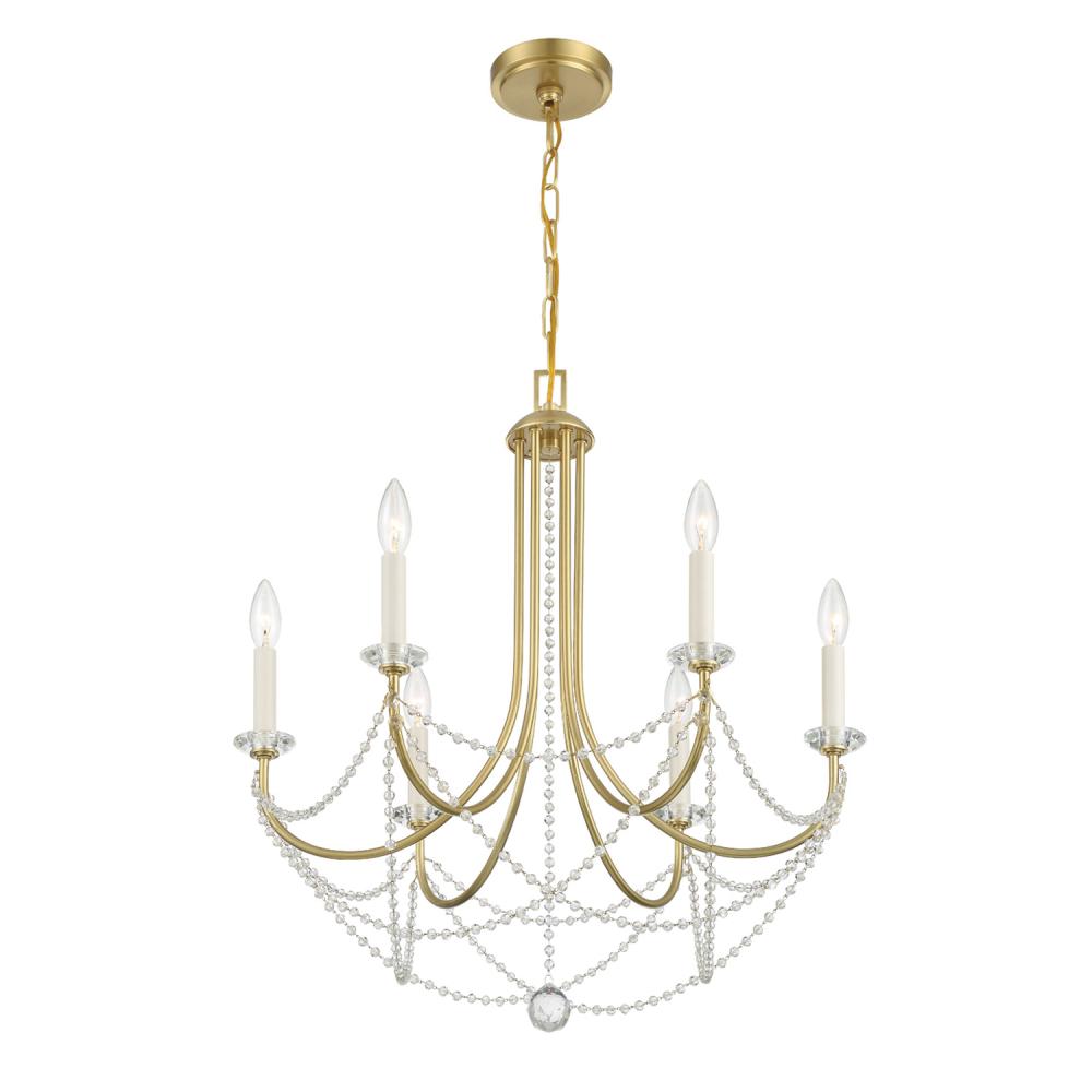 Delilah 6 Light Aged Brass Chandelier