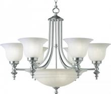  665-09 - Richland 6+3Lt Bowl Chandelier Satin Nickel