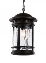  40376 BK - Boardwalk Collection 1-Light, Outdoor Hanging Lantern Pendant with Water Glass