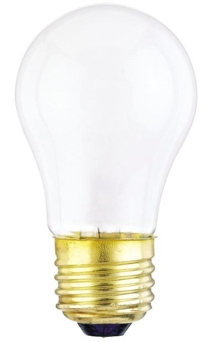 40W A15 Incandescent Appliance Frost E26 (Medium) Base, 120 Volt, Card