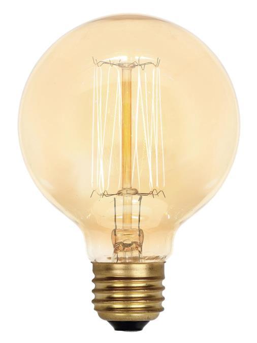 40W G25 Incandescent Amber E26 (Medium) Base, 120 Volt, Card