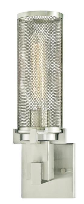 1 Light Wall Fixture Brushed Nickel Finish Mesh Shade