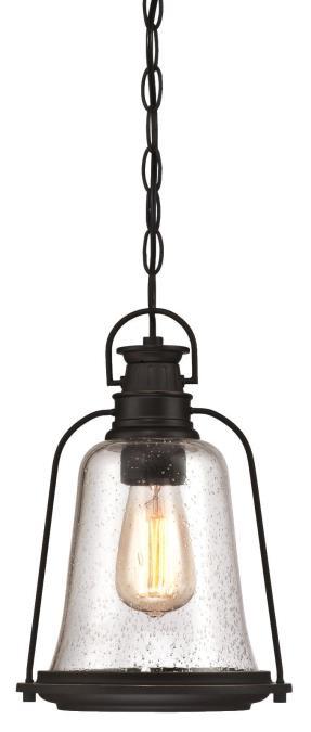 Pendant Oil Rubbed Bronze Finish with Highlights Clear Seeded Glass