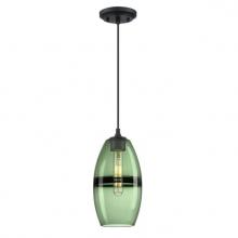  6118800 - Mini Pendant Matte Black Finish Forest Glass