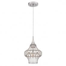 Westinghouse 6363000 - Mini Pendant Brushed Nickel Finish Crystal Prism Cage Shade