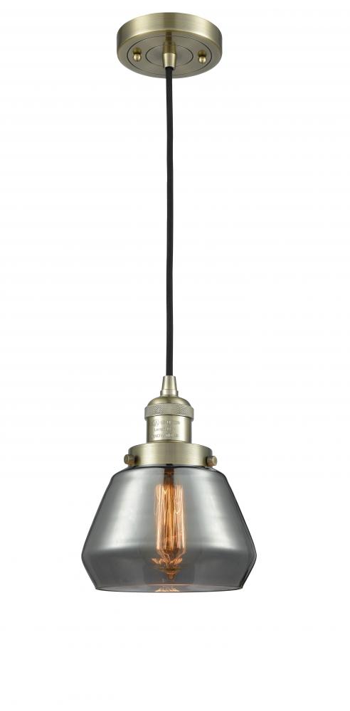 Fulton - 1 Light - 7 inch - Antique Brass - Cord hung - Mini Pendant