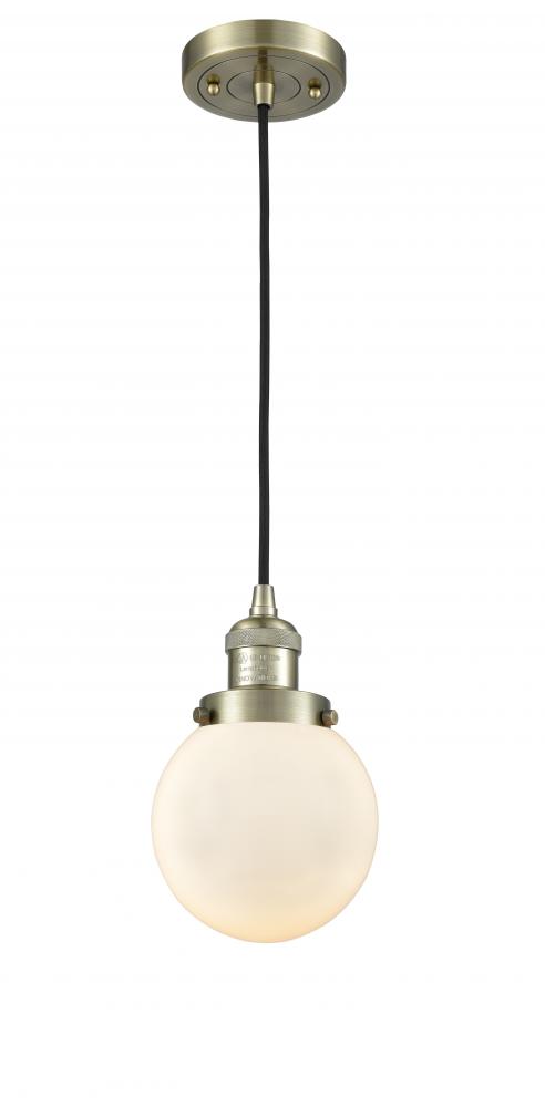 Beacon - 1 Light - 6 inch - Antique Brass - Cord hung - Mini Pendant