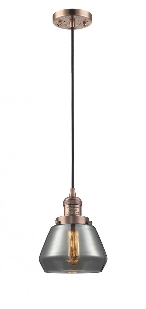 Fulton - 1 Light - 7 inch - Antique Copper - Cord hung - Mini Pendant