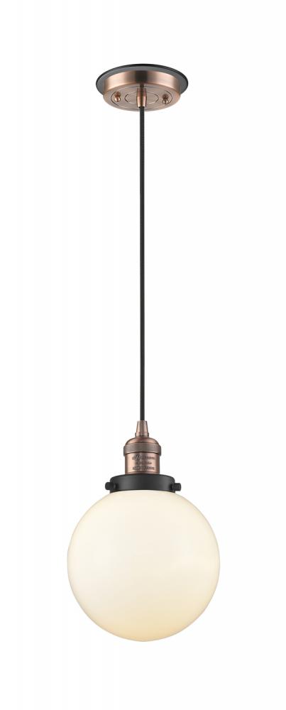 Beacon - 1 Light - 8 inch - Antique Copper - Cord hung - Mini Pendant