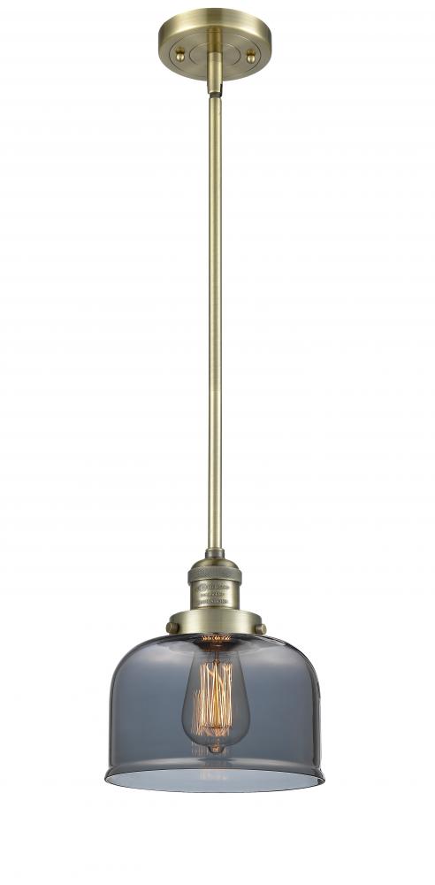 Bell - 1 Light - 8 inch - Antique Brass - Stem Hung - Mini Pendant