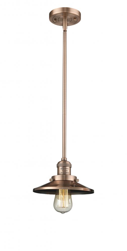 Railroad - 1 Light - 8 inch - Antique Copper - Stem Hung - Mini Pendant