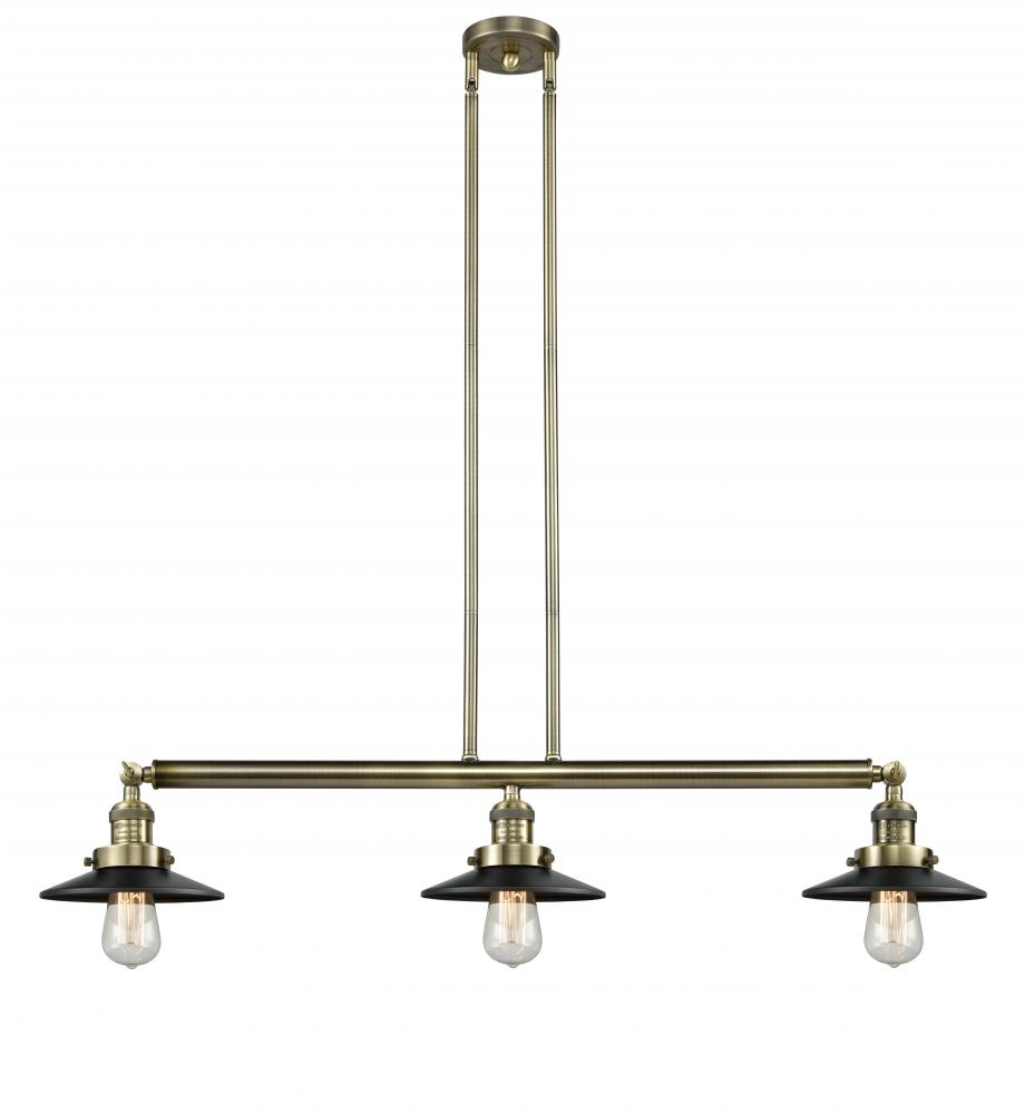 Railroad - 3 Light - 41 inch - Antique Brass - Stem Hung - Island Light