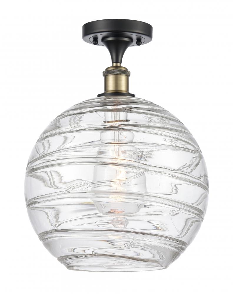 Athens Deco Swirl - 1 Light - 12 inch - Black Antique Brass - Semi-Flush Mount