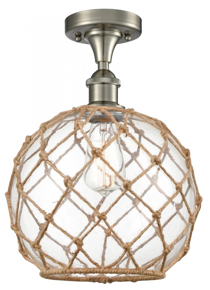 Farmhouse Rope - 1 Light - 10 inch - Brushed Satin Nickel - Semi-Flush Mount