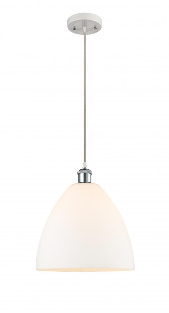 Bristol - 1 Light - 12 inch - White Polished Chrome - Cord hung - Mini Pendant