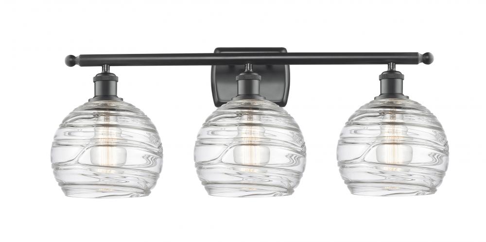 Athens Deco Swirl - 3 Light - 28 inch - Matte Black - Bath Vanity Light