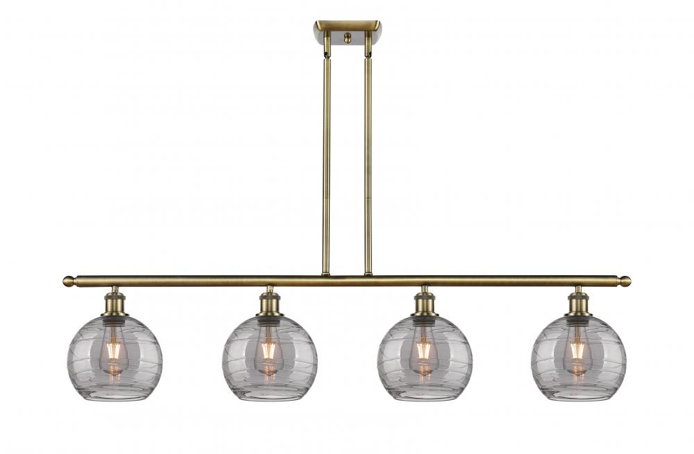 Athens Deco Swirl - 4 Light - 48 inch - Antique Brass - Cord hung - Island Light