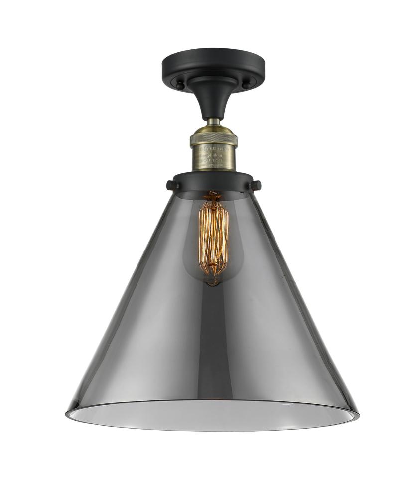 Cone - 1 Light - 12 inch - Black Antique Brass - Semi-Flush Mount