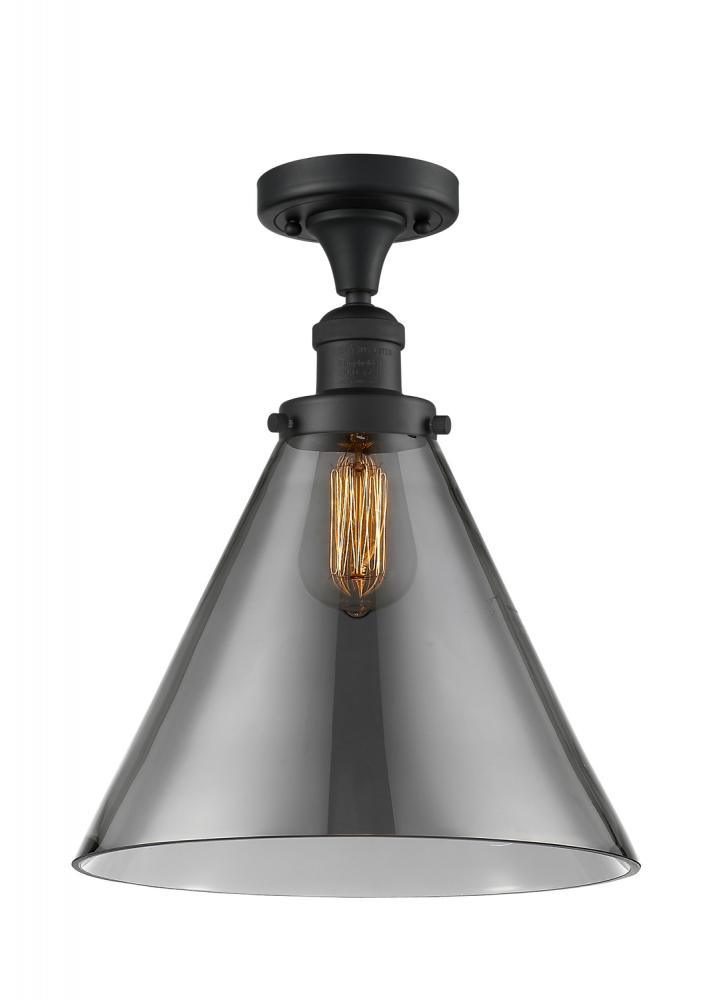 Cone - 1 Light - 12 inch - Matte Black - Semi-Flush Mount