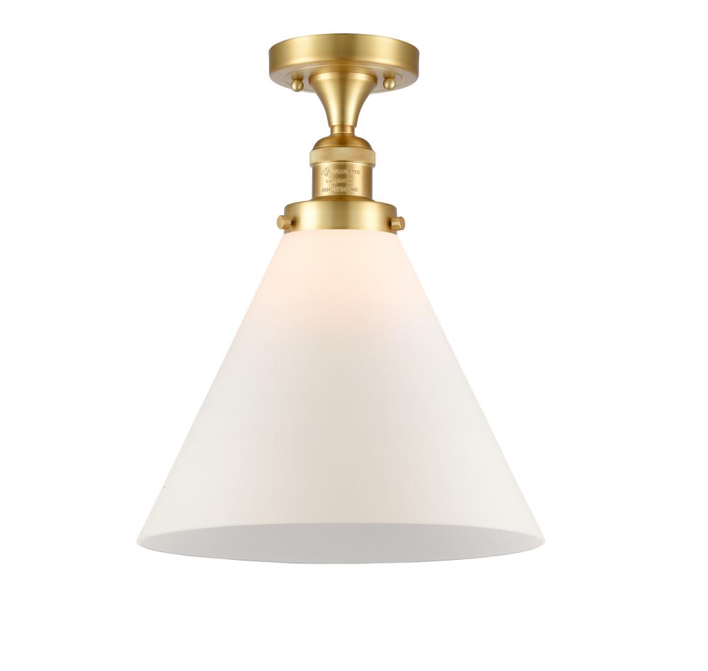 Cone - 1 Light - 12 inch - Satin Gold - Semi-Flush Mount