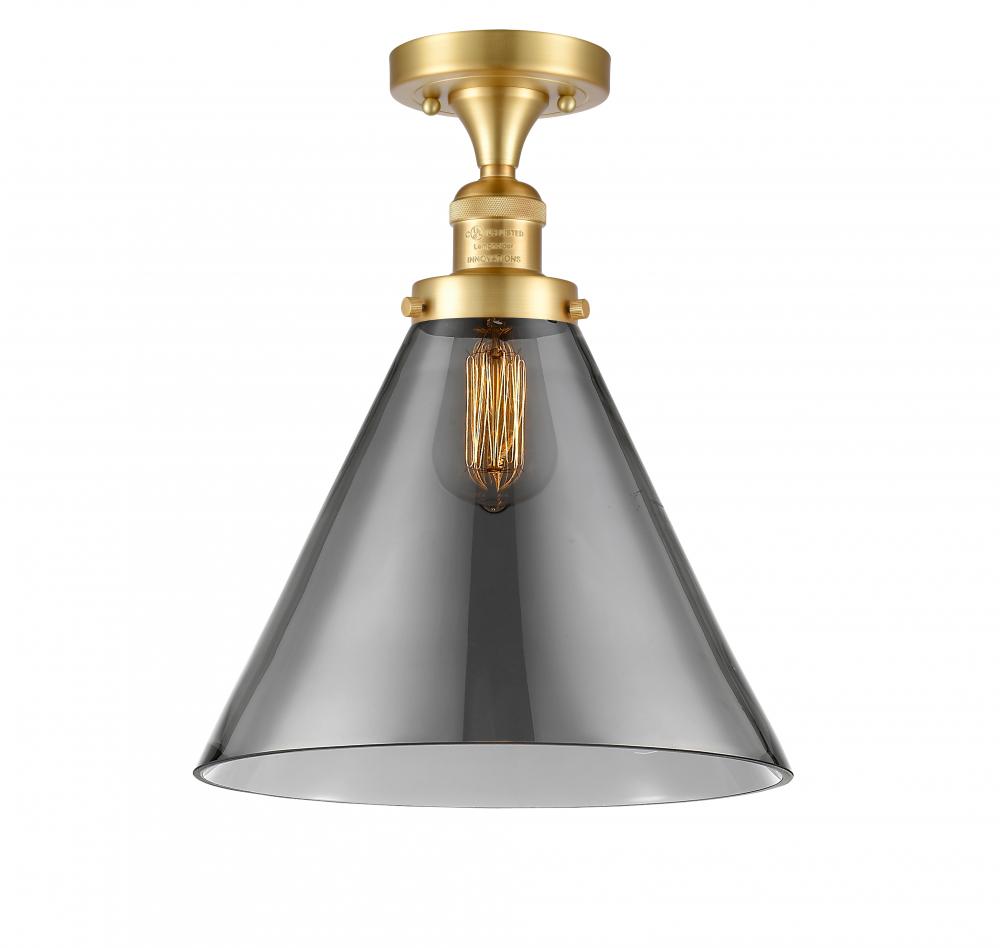 Cone - 1 Light - 12 inch - Satin Gold - Semi-Flush Mount