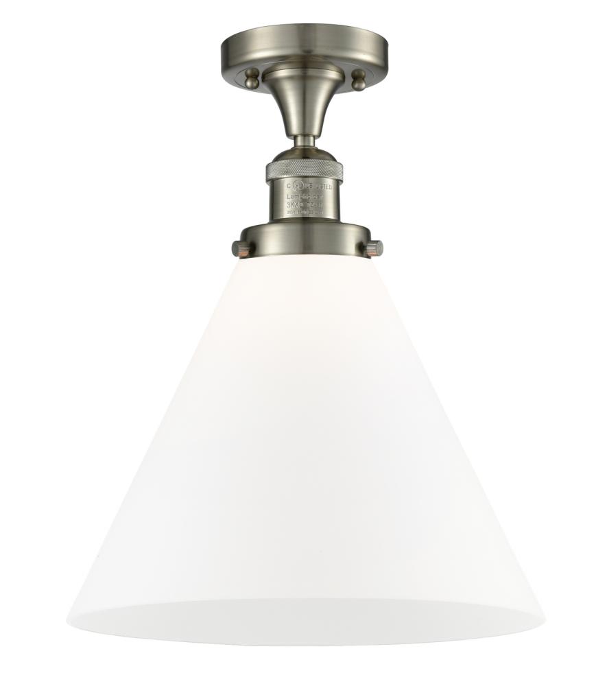 Cone - 1 Light - 12 inch - Brushed Satin Nickel - Semi-Flush Mount