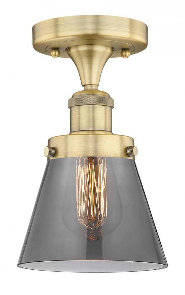 Cone - 1 Light - 6 inch - Brushed Brass - Semi-Flush Mount