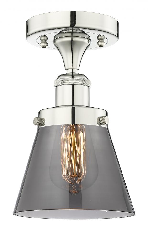 Cone - 1 Light - 6 inch - Polished Nickel - Semi-Flush Mount