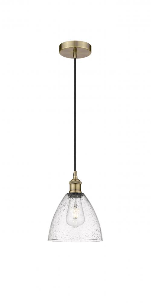 Bristol - 1 Light - 8 inch - Antique Brass - Cord hung - Mini Pendant