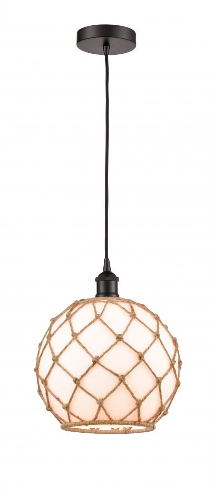 Farmhouse Rope - 1 Light - 10 inch - Oil Rubbed Bronze - Cord hung - Mini Pendant