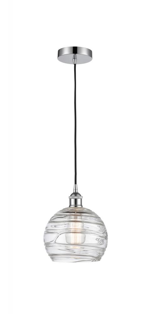 Athens Deco Swirl - 1 Light - 8 inch - Polished Chrome - Cord hung - Mini Pendant