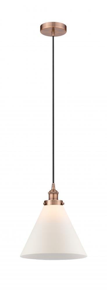 Cone - 1 Light - 12 inch - Antique Copper - Cord hung - Mini Pendant