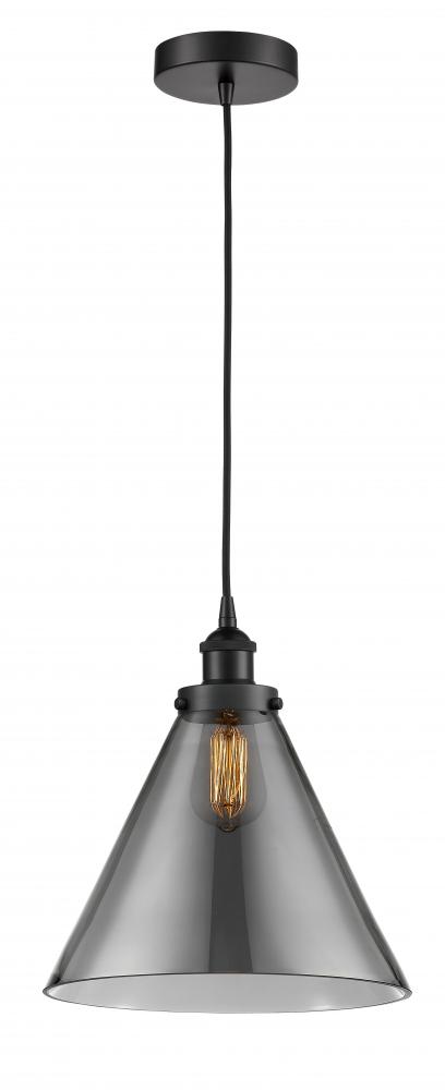 Cone - 1 Light - 12 inch - Matte Black - Cord hung - Mini Pendant