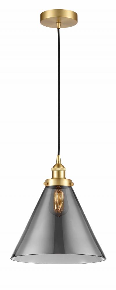 Cone - 1 Light - 12 inch - Satin Gold - Cord hung - Mini Pendant