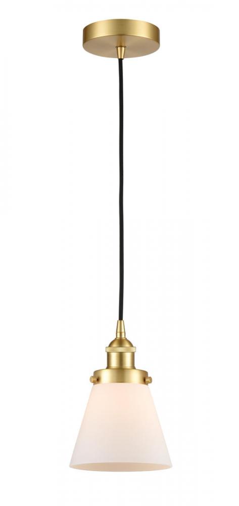 Cone - 1 Light - 6 inch - Satin Gold - Cord hung - Mini Pendant