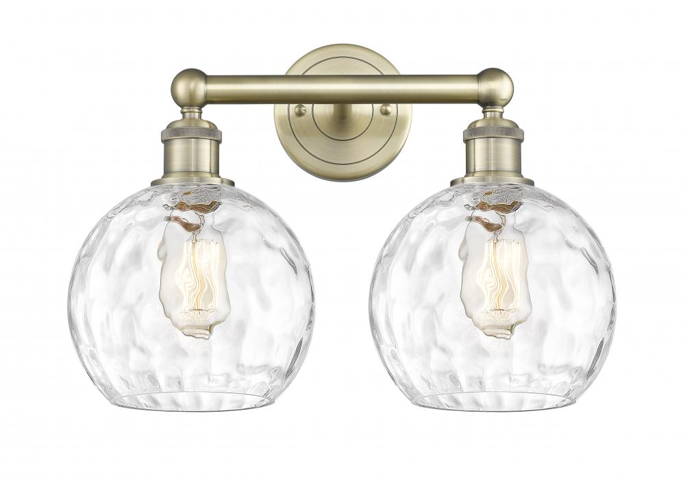 Athens Water Glass - 2 Light - 17 inch - Antique Brass - Bath Vanity Light