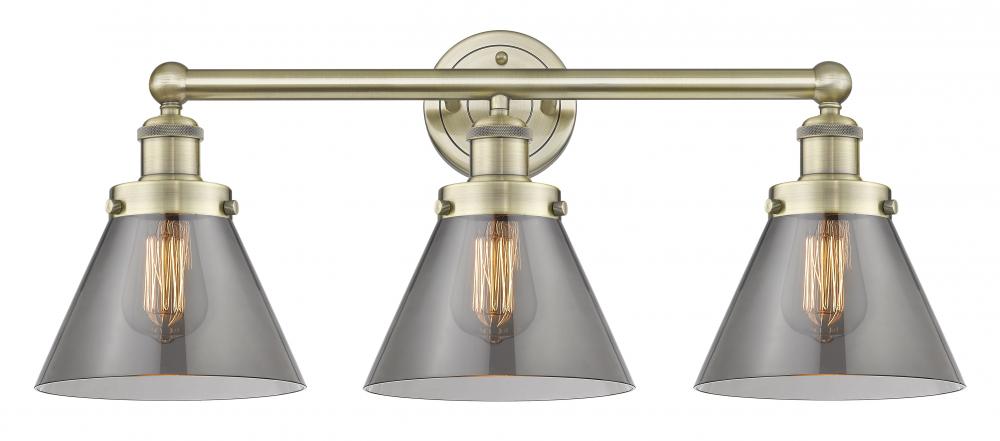 Cone - 3 Light - 26 inch - Antique Brass - Bath Vanity Light