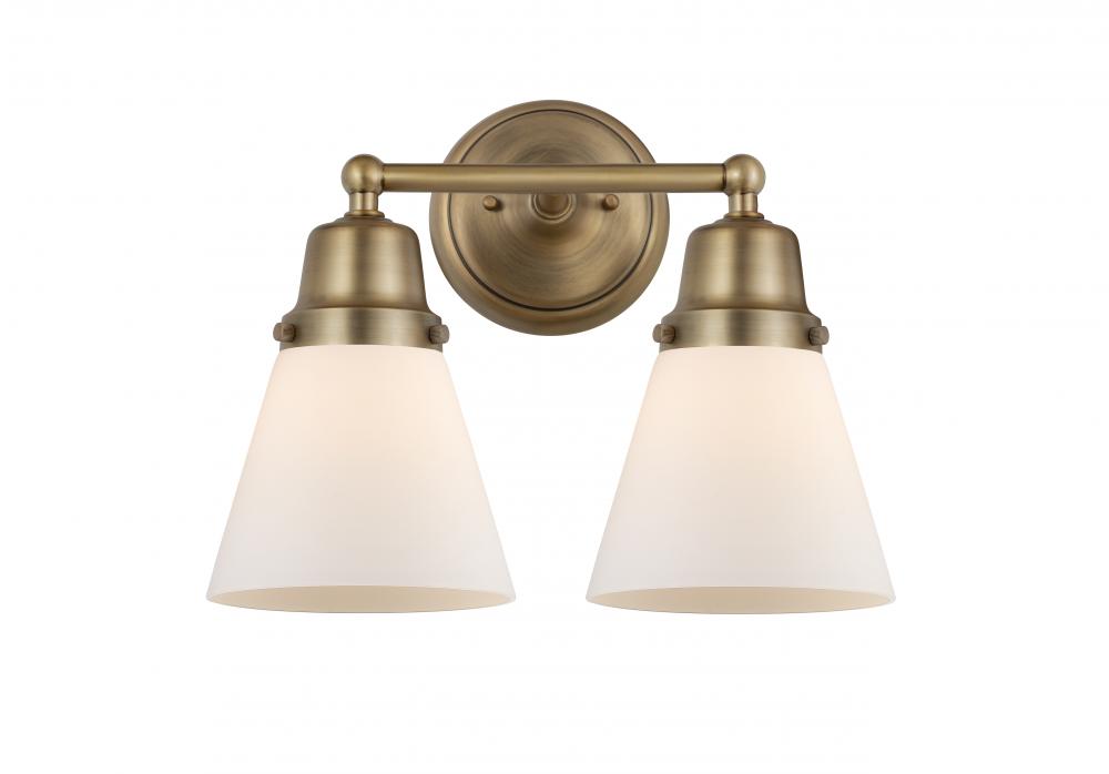 Cone - 2 Light - 14 inch - Brushed Brass - Bath Vanity Light