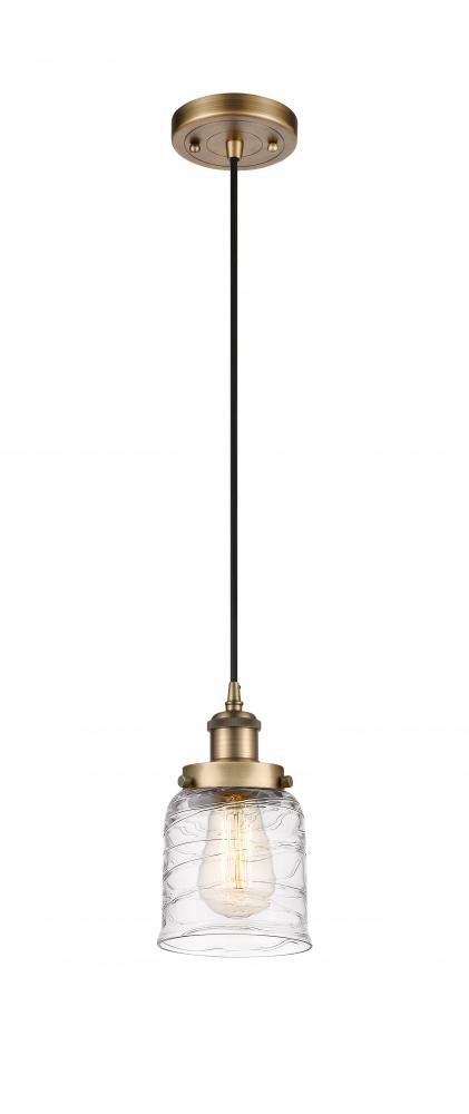 Bell - 1 Light - 5 inch - Brushed Brass - Cord hung - Mini Pendant