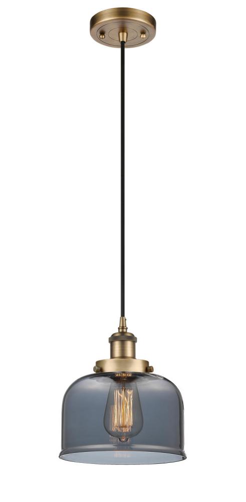 Bell - 1 Light - 8 inch - Brushed Brass - Cord hung - Mini Pendant