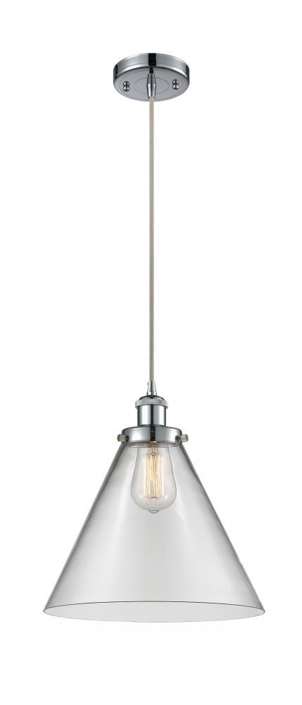 Cone - 1 Light - 12 inch - Polished Chrome - Cord hung - Mini Pendant