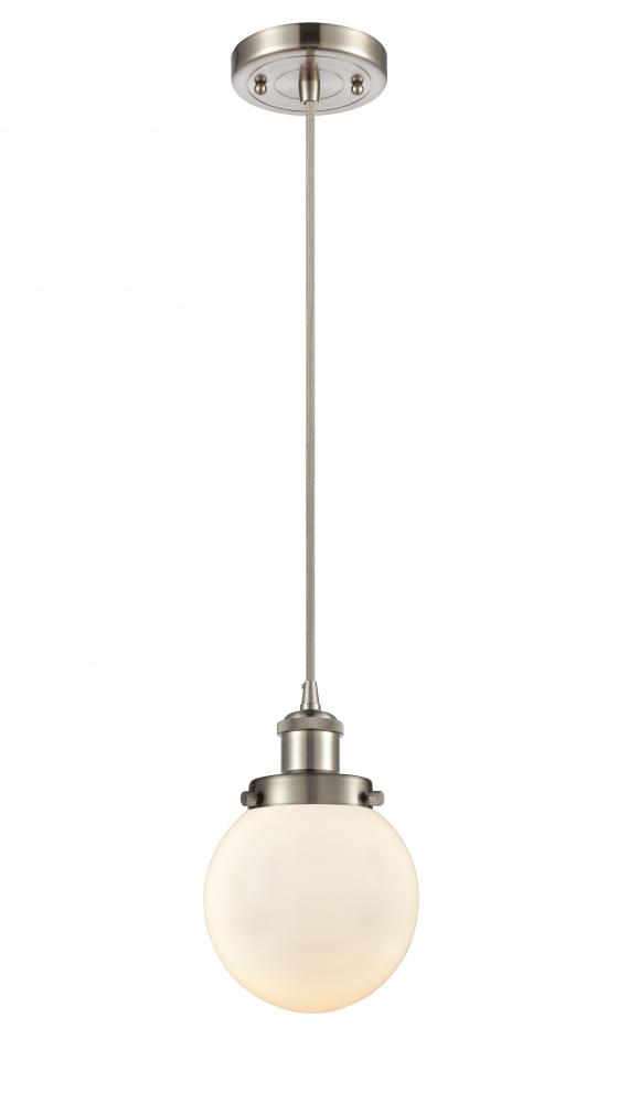 Beacon - 1 Light - 6 inch - Brushed Satin Nickel - Cord hung - Mini Pendant