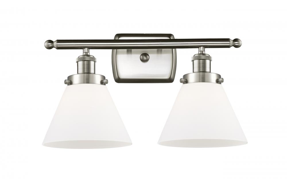 Cone - 2 Light - 18 inch - Brushed Satin Nickel - Bath Vanity Light