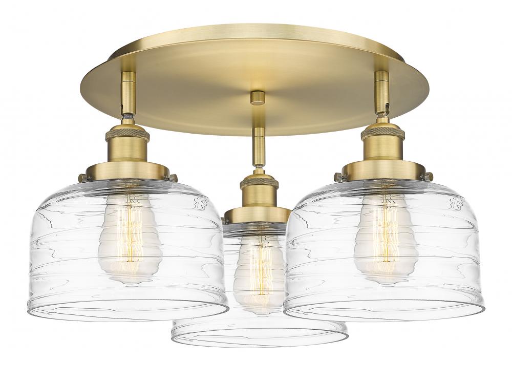 Bell - 3 Light - 20 inch - Brushed Brass - Flush Mount