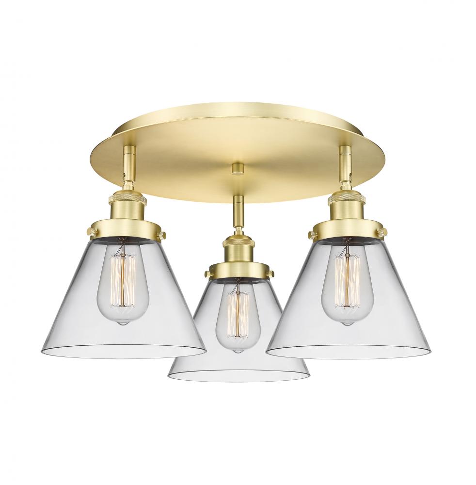 Cone - 3 Light - 20 inch - Satin Gold - Flush Mount