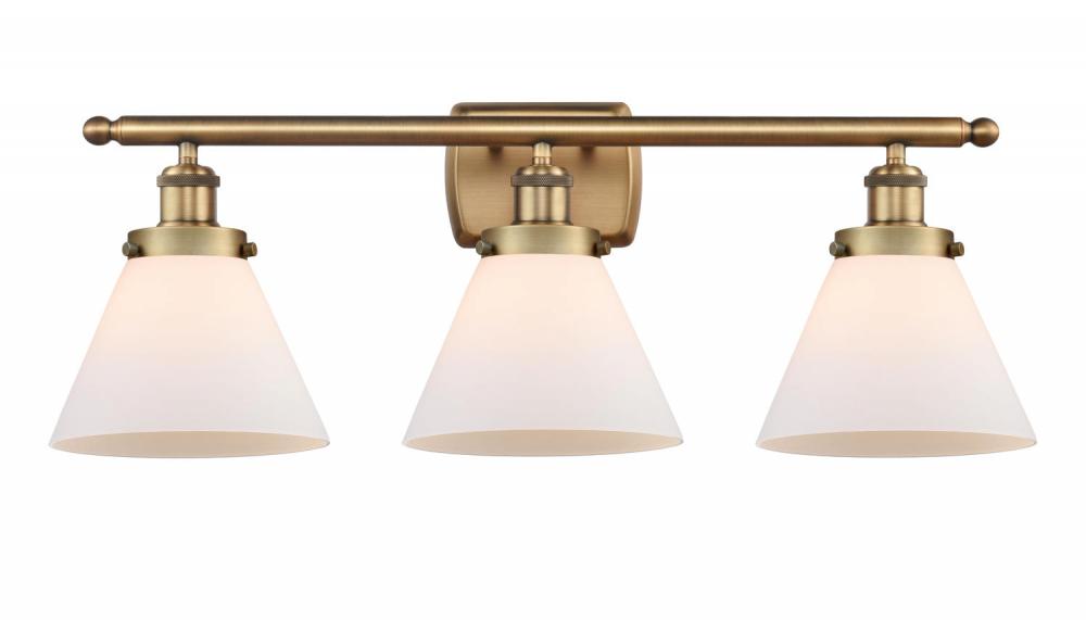 Cone - 3 Light - 28 inch - Brushed Brass - Bath Vanity Light